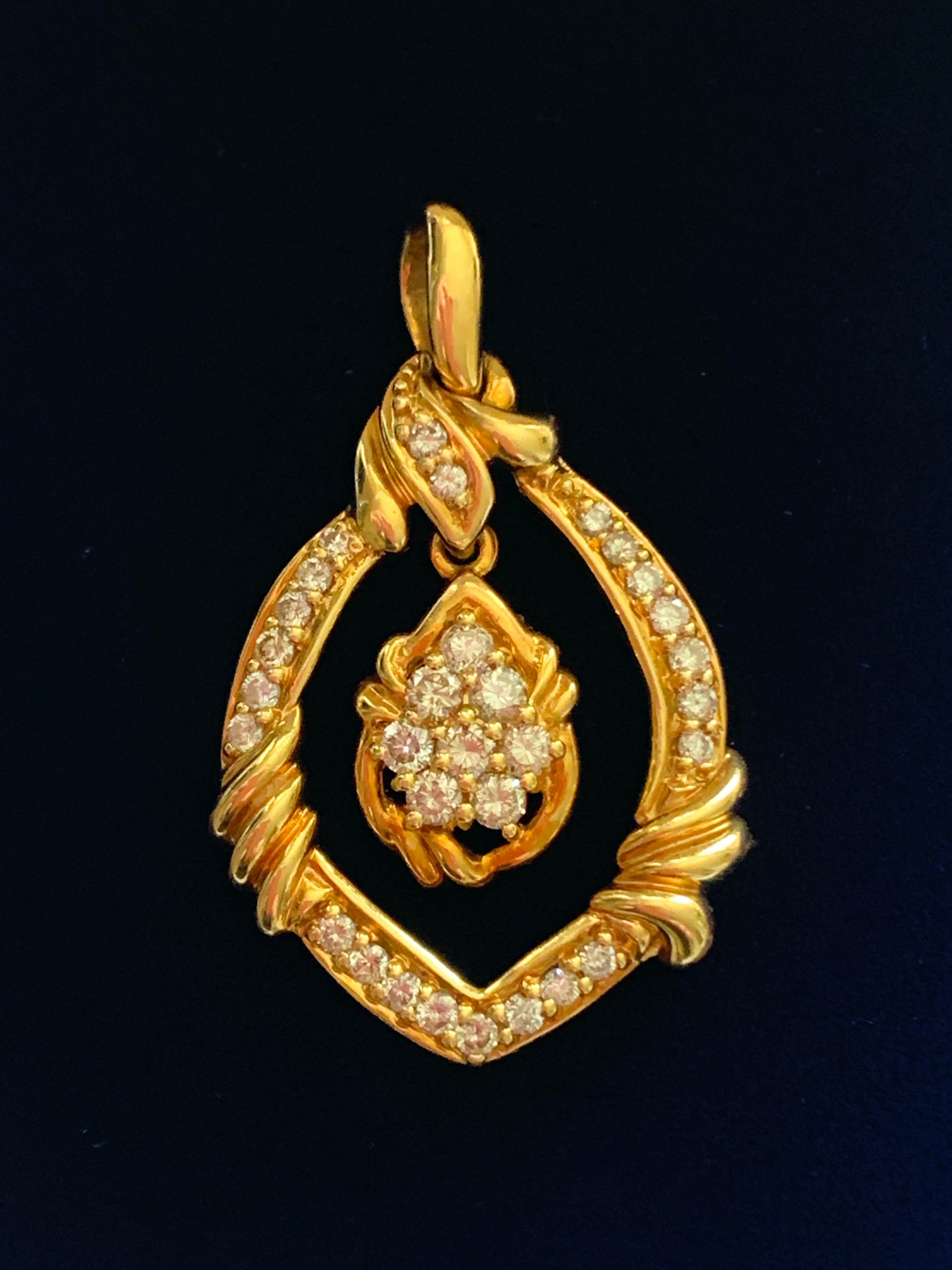 Victorian 18ct Gold 1.00 Carat Diamond Pendant For Sale