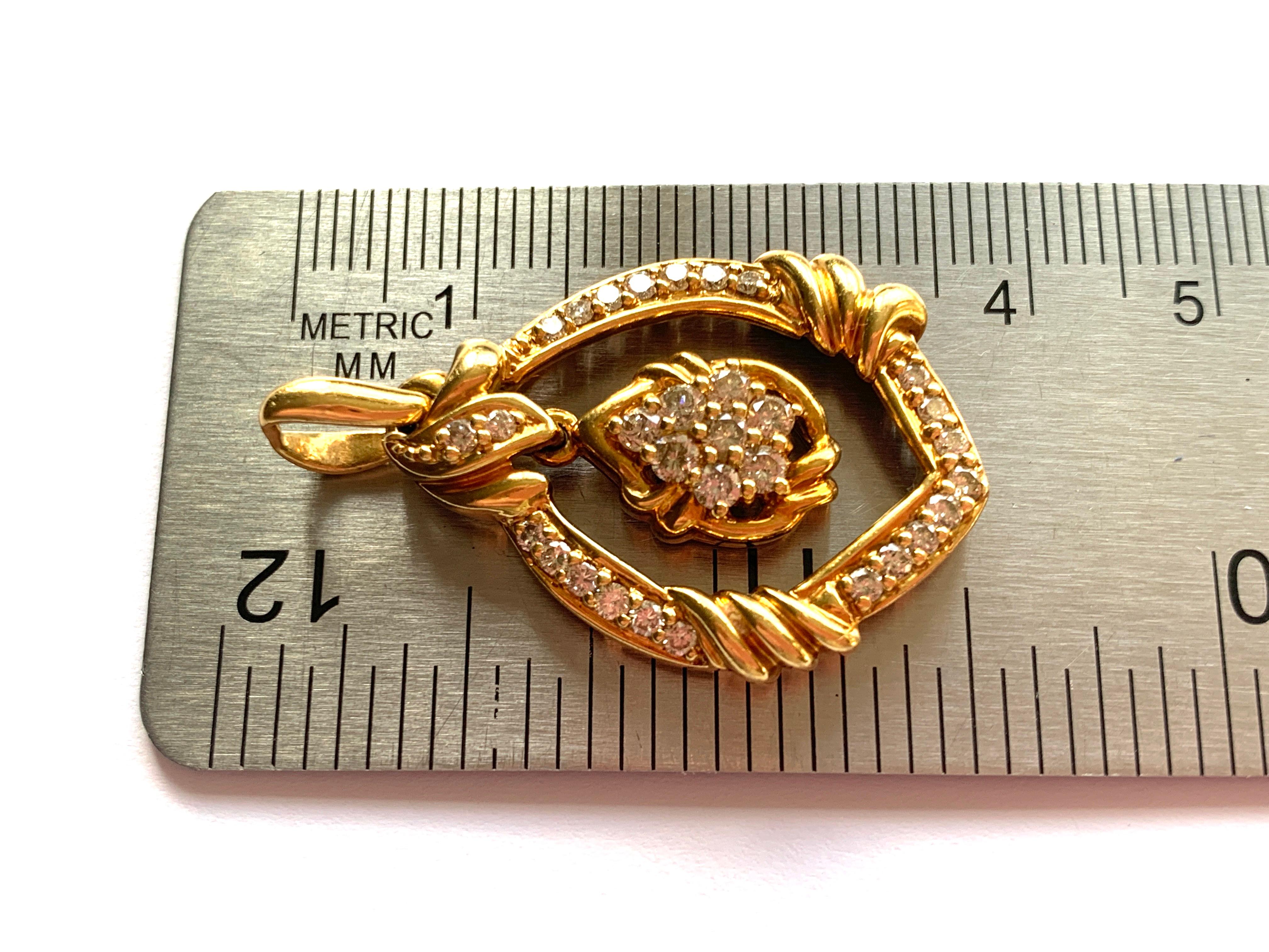 18ct Gold 1.00 Carat Diamond Pendant For Sale 1