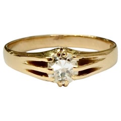 Anello solitario con diamante in oro 18 ct, anni '20 circa