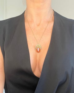 18ct Gold, Edwardian Hardstone Cherub Cameo Pendant with Natural Seed Pearls