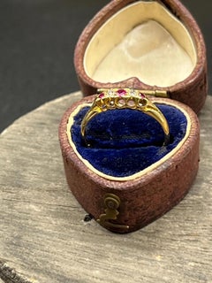 18ct Gold Edwardian Ruby & Diamond Five Stone Ring Hallmarked Birmingham 1911