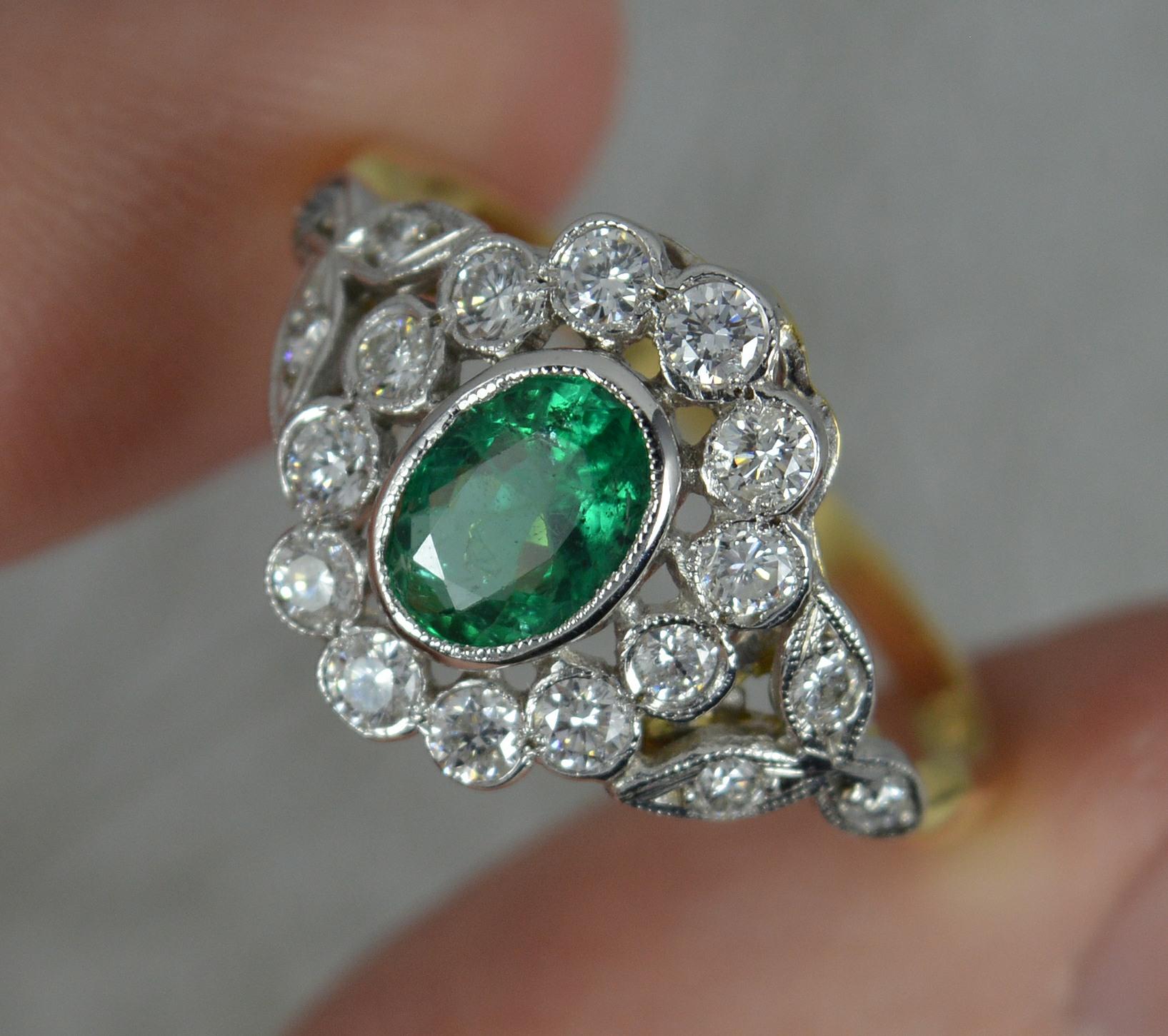 18 Carat Gold Emerald and Vs Diamond Cluster Engagement Ring 4