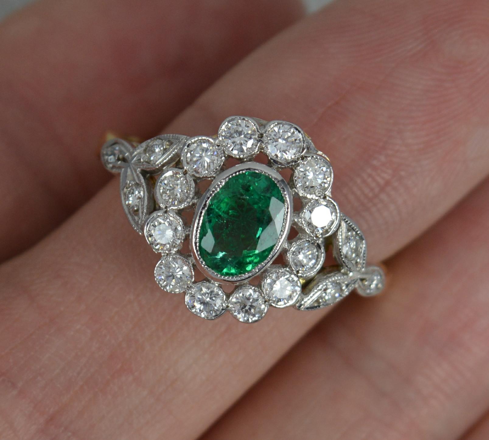 18 Carat Gold Emerald and Vs Diamond Cluster Engagement Ring 5