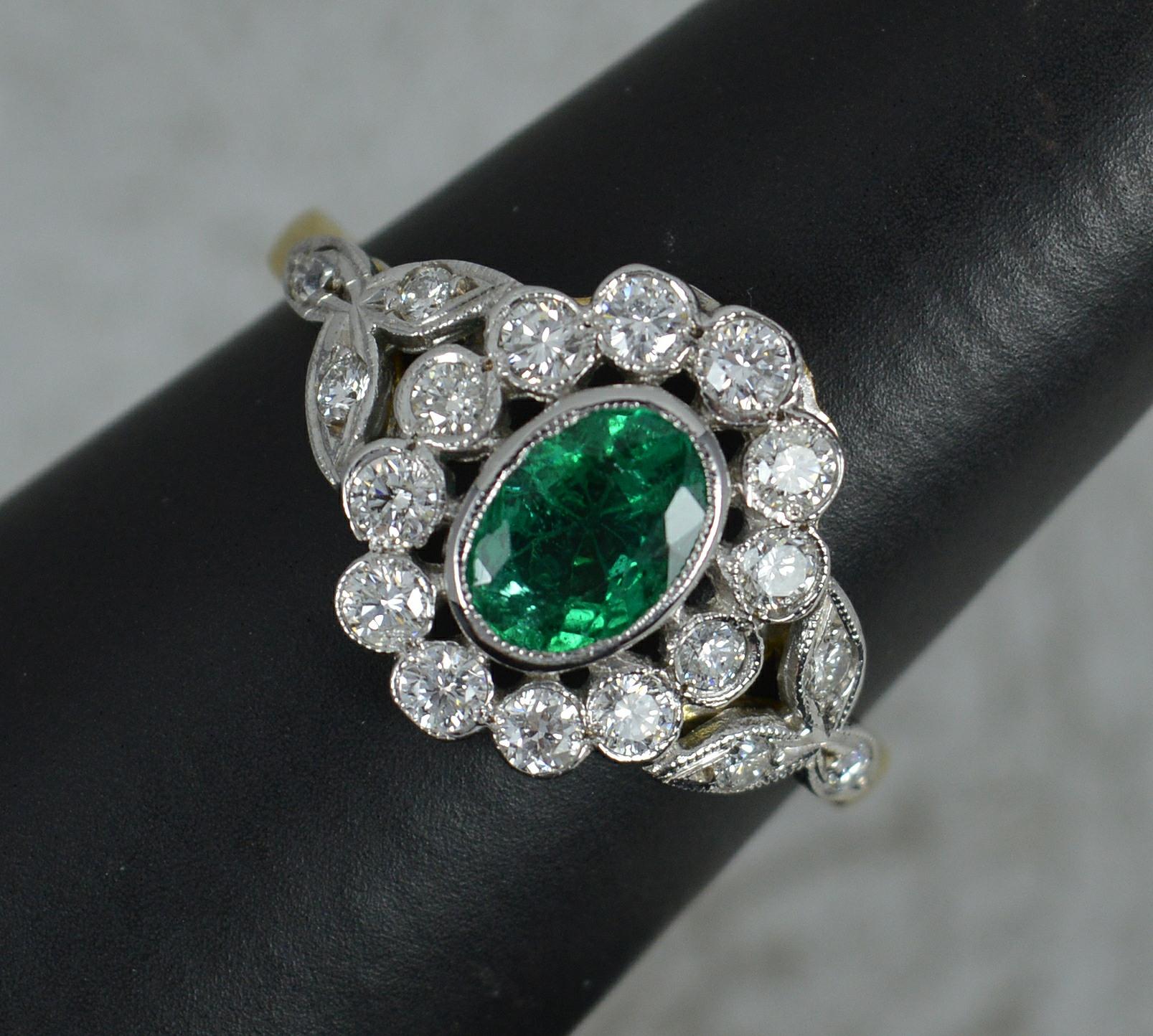 18 Carat Gold Emerald and Vs Diamond Cluster Engagement Ring 6