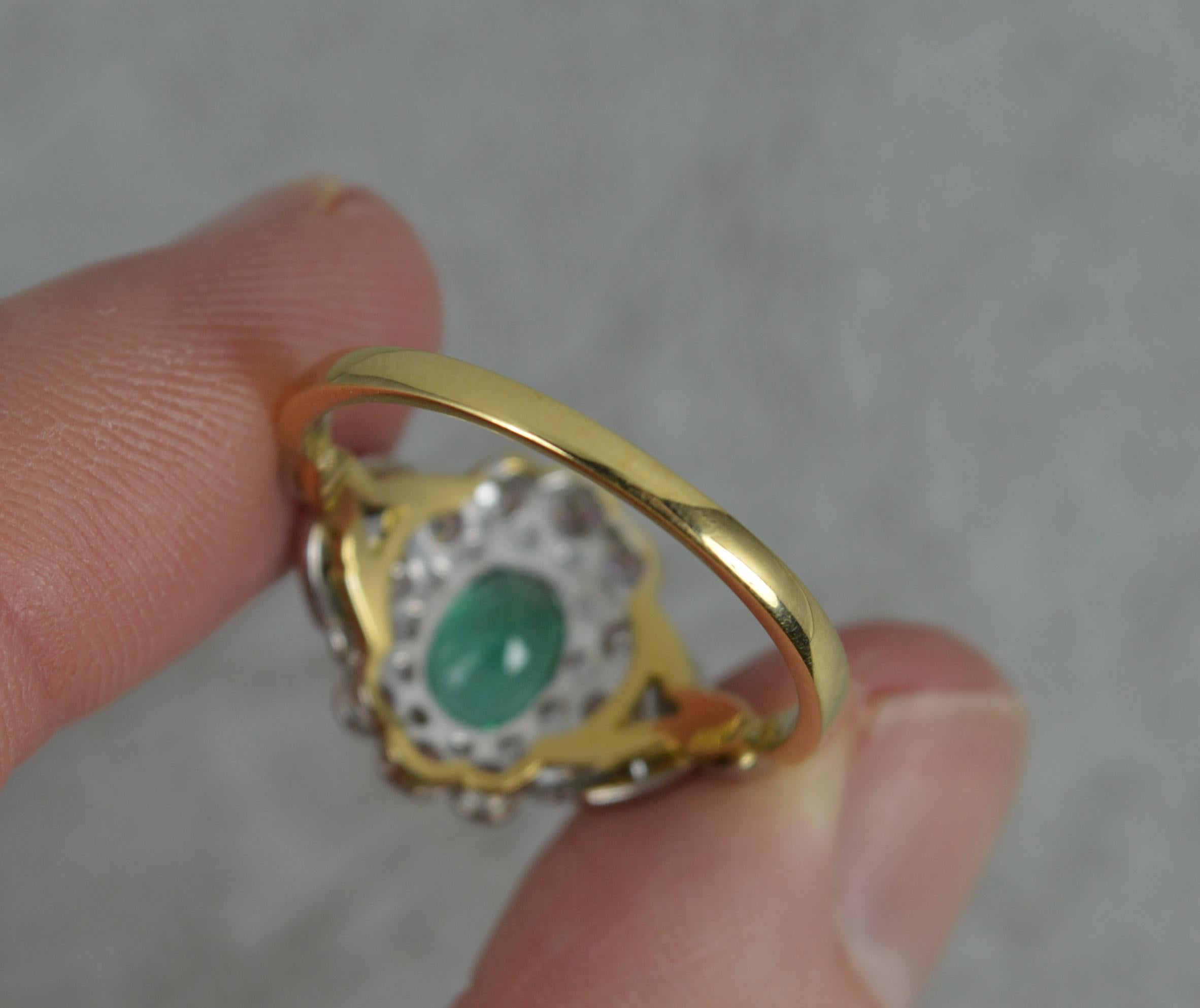 18 Carat Gold Emerald and Vs Diamond Cluster Engagement Ring 2