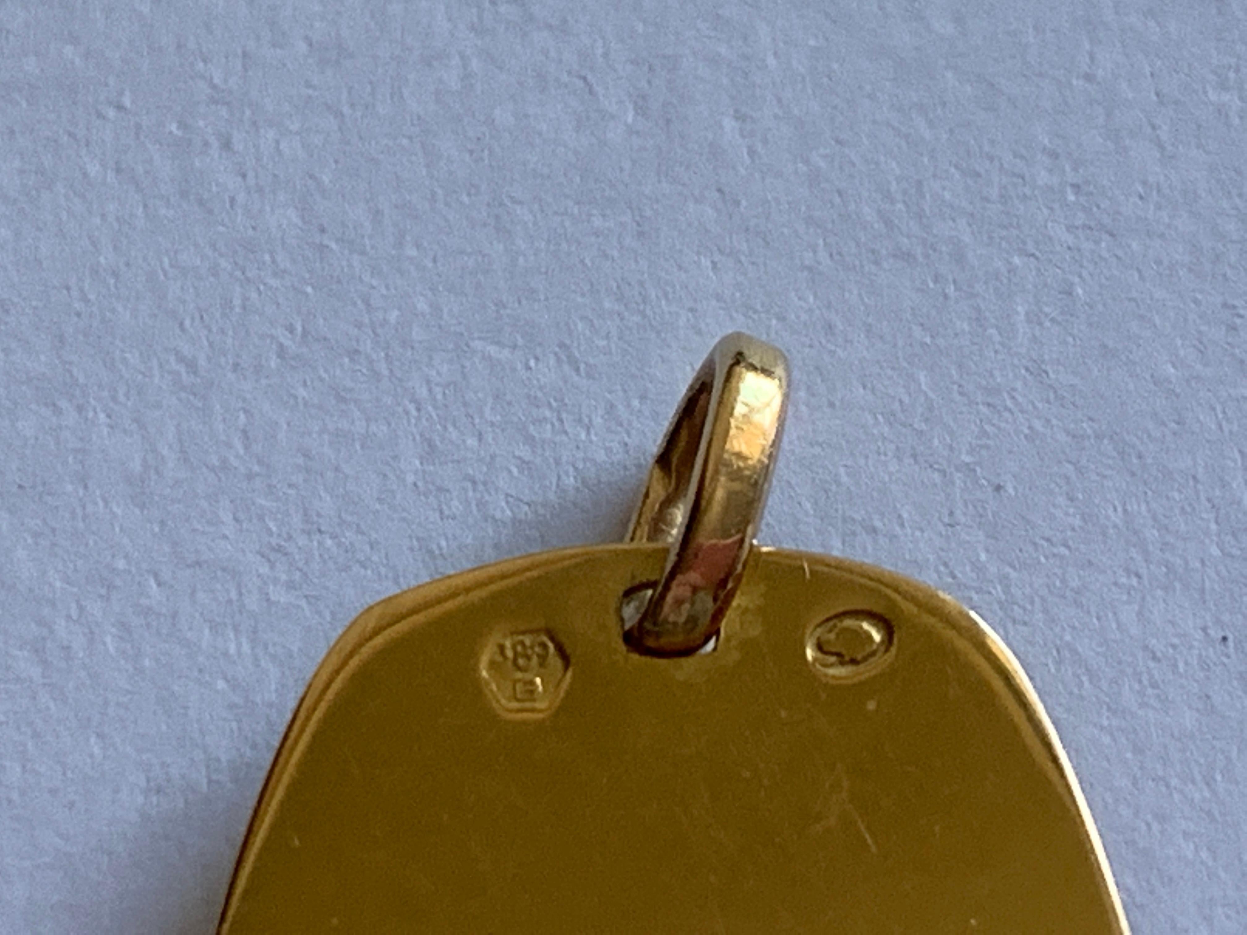 18ct Gold Emaille Jungfrau Maria Anhänger Damen
