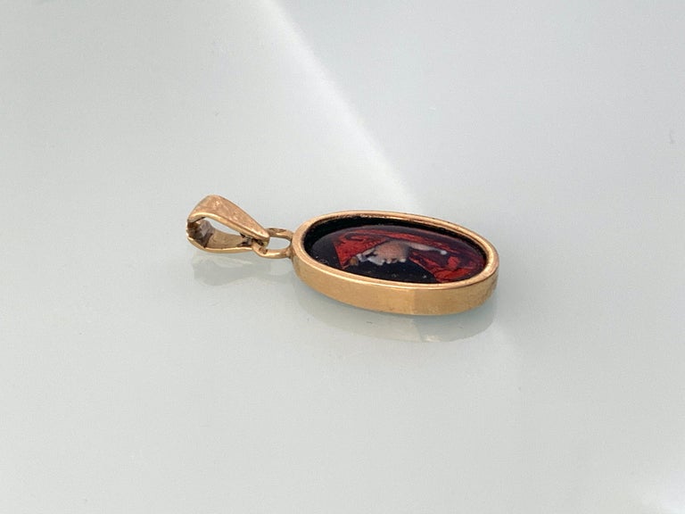 Pendentif En Or 18 Carats Avec émail De Limoges - Référence MP2487, Bijou Ancien Occasion En Or Jaune