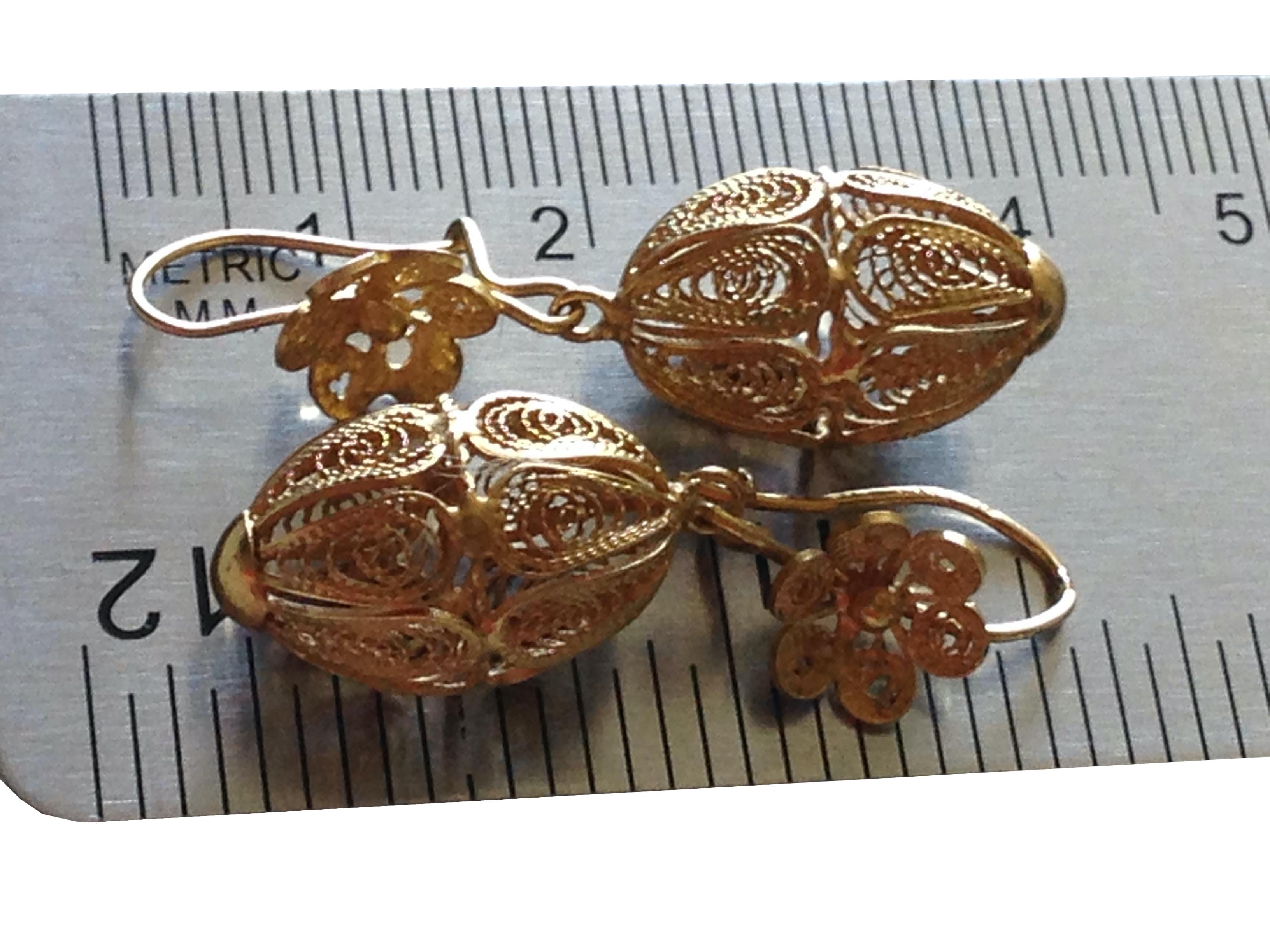 Boucles d'oreilles européennes vintage filigranes en or 18 carats Pour femmes en vente
