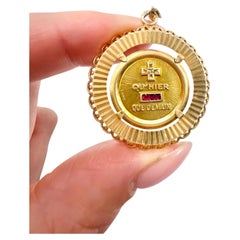 18ct Gold French 1970s Plus Qu'Hier Love Token Pendant, Love Medal by A Augis