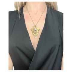 Broche/Colgante Victoriano Francés de Oro de 18 ct con Diamantes talla Rosa, Esmalte y Perlas