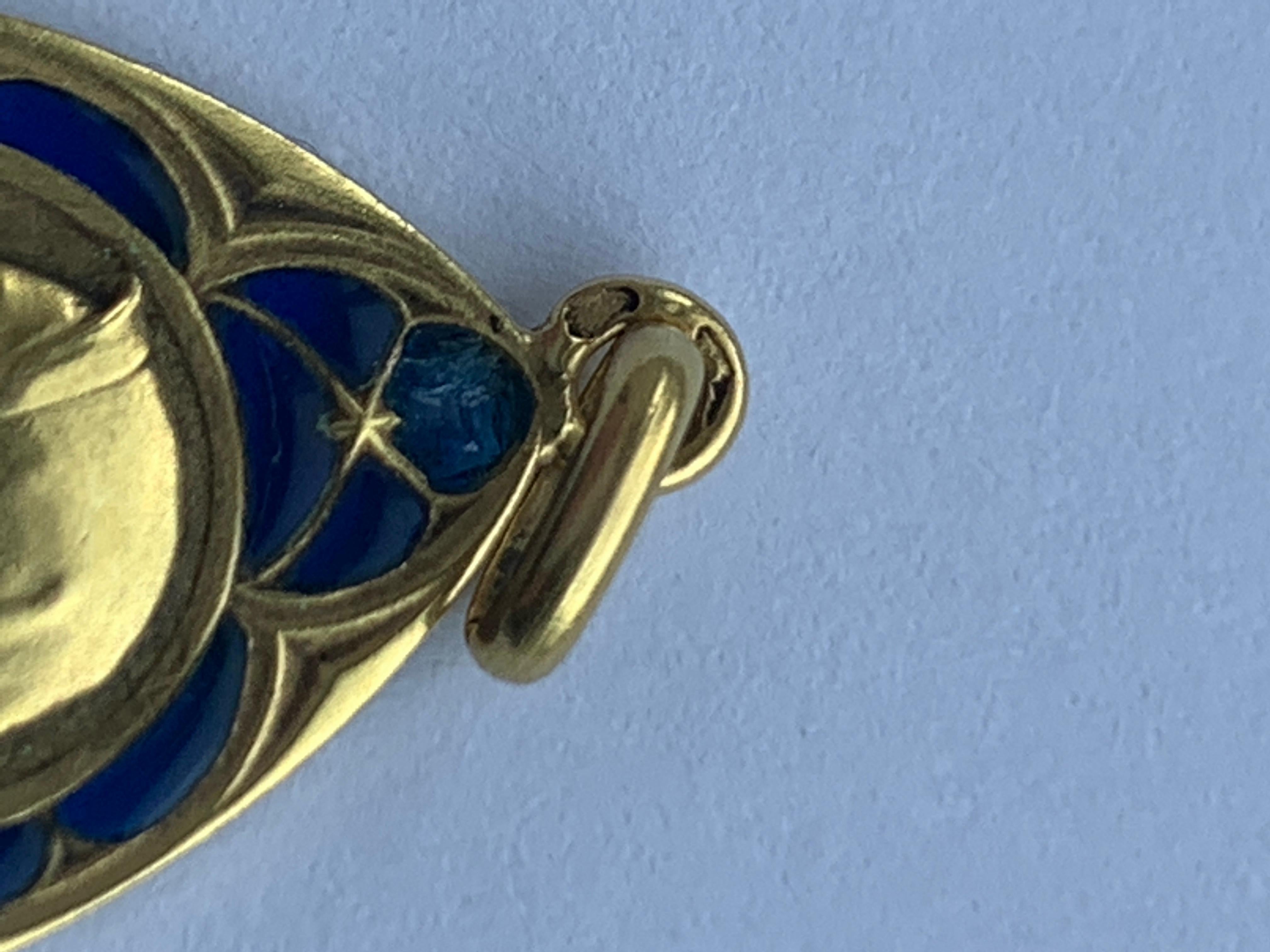 18ct Gold French Guilbert Virgin Mary Plique A Jour Enamel 5
