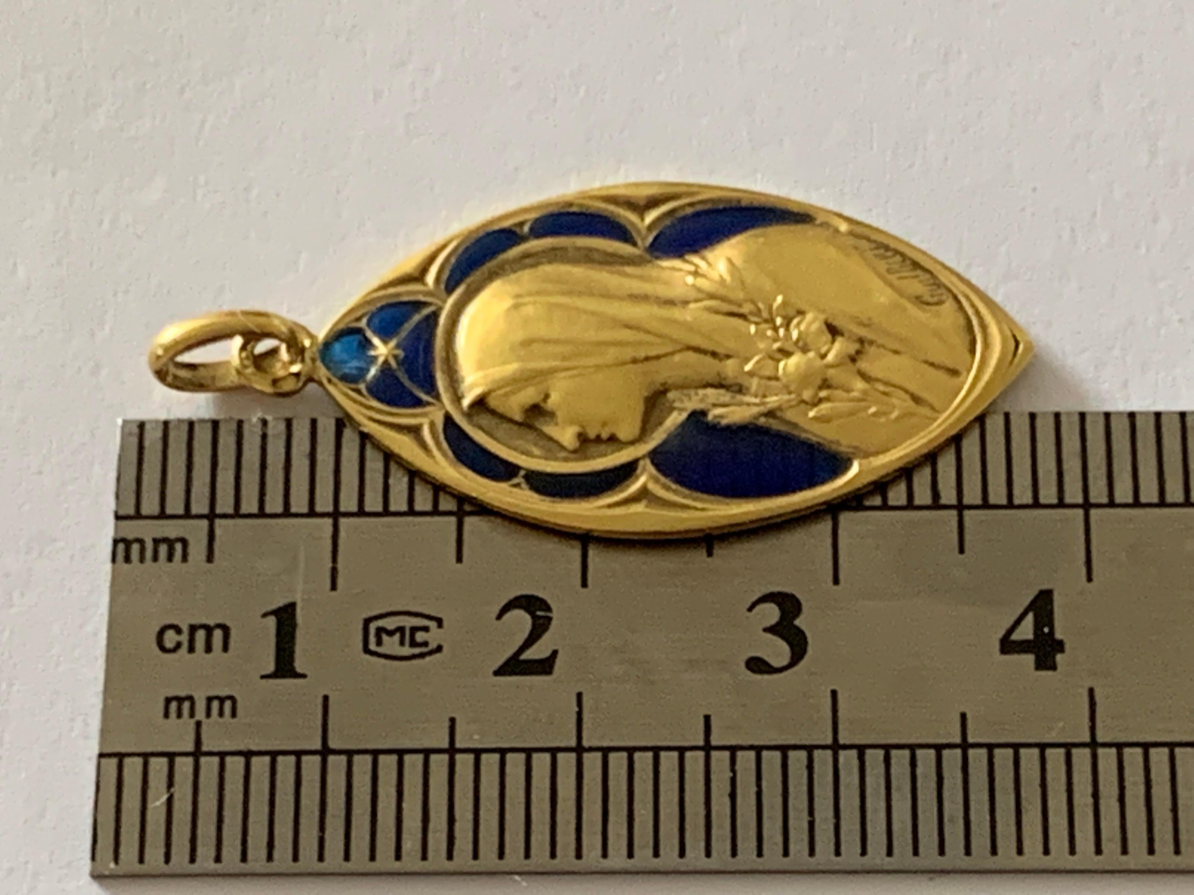 18ct Gold French Guilbert Virgin Mary Plique A Jour Enamel 6