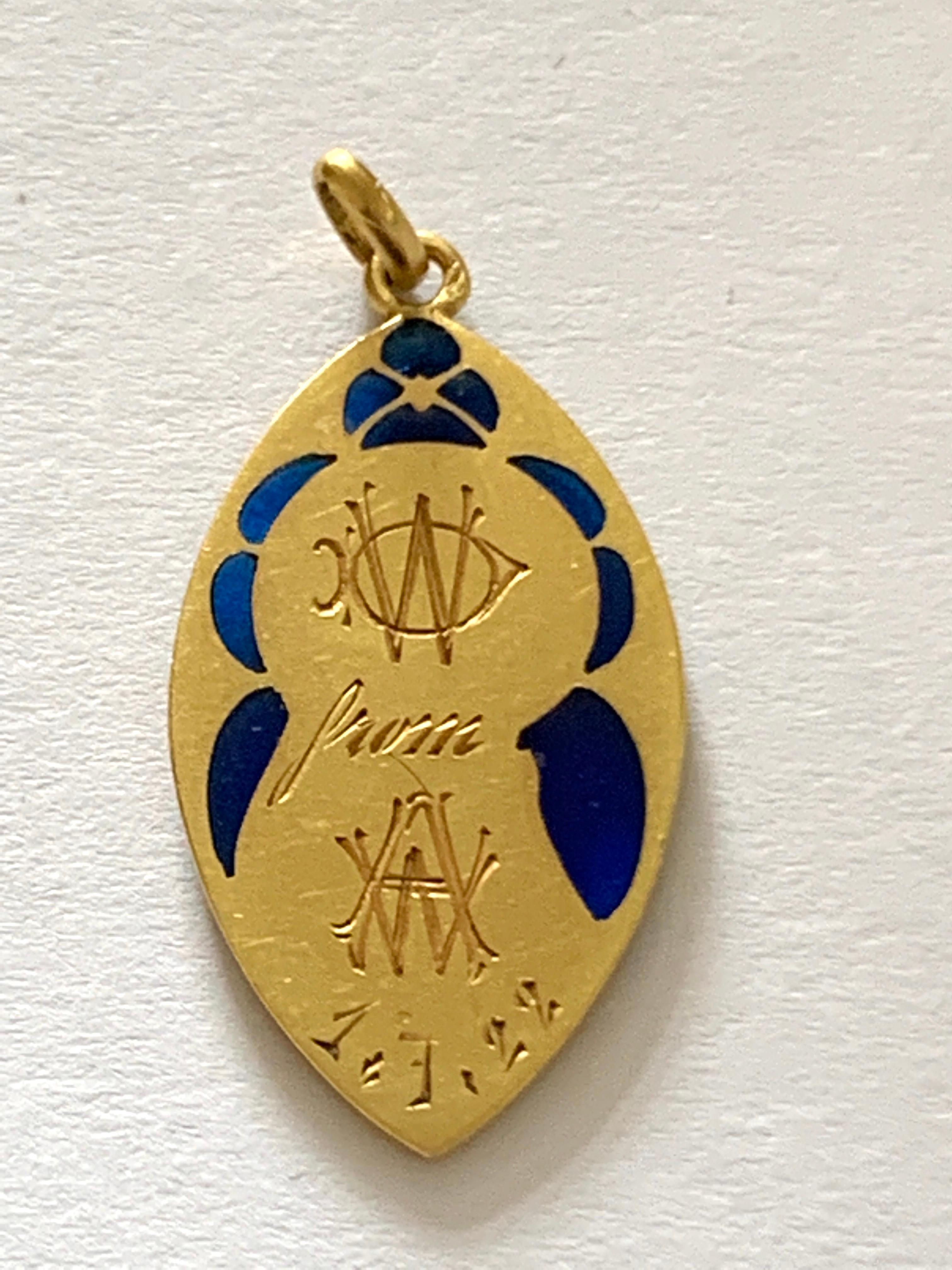 Women's 18ct Gold French Guilbert Virgin Mary Plique A Jour Enamel