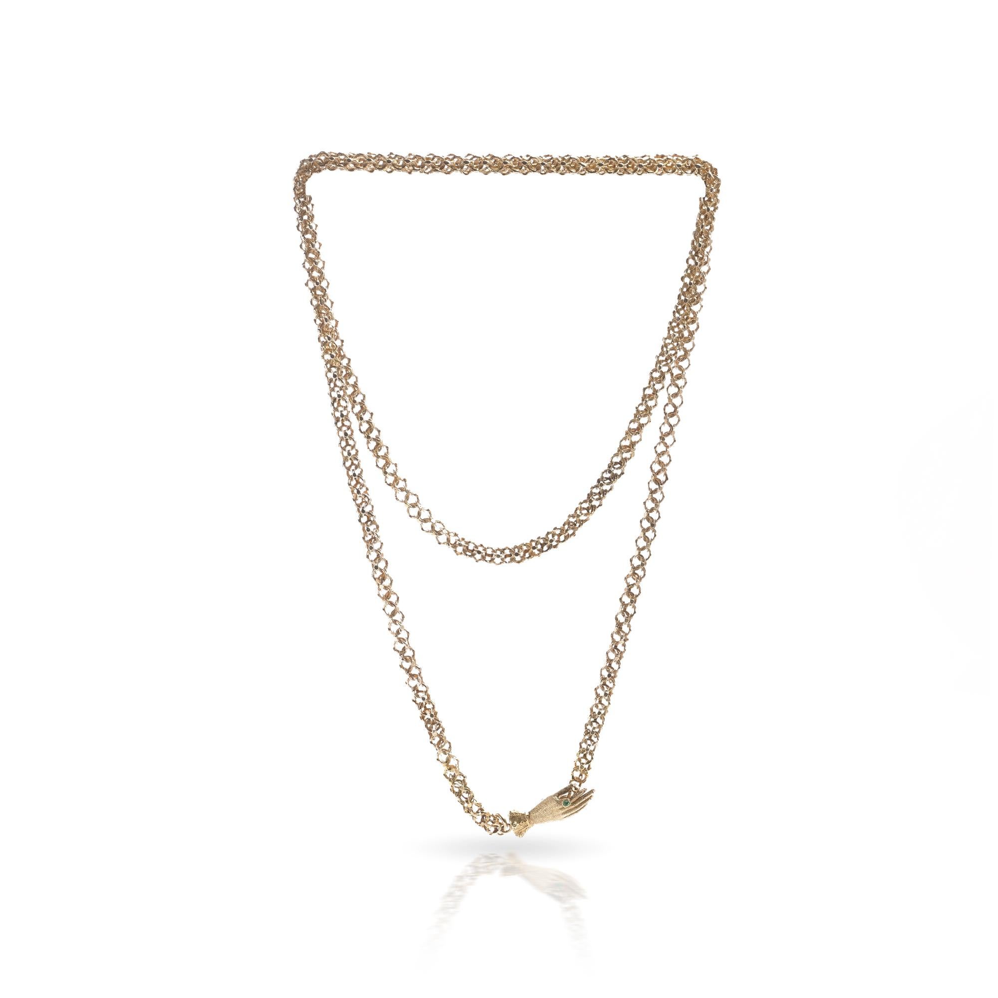 da uomo o donna Catena georgiana in oro 18ct con ciondolo a forma di mano, CIRCA 1800 in vendita