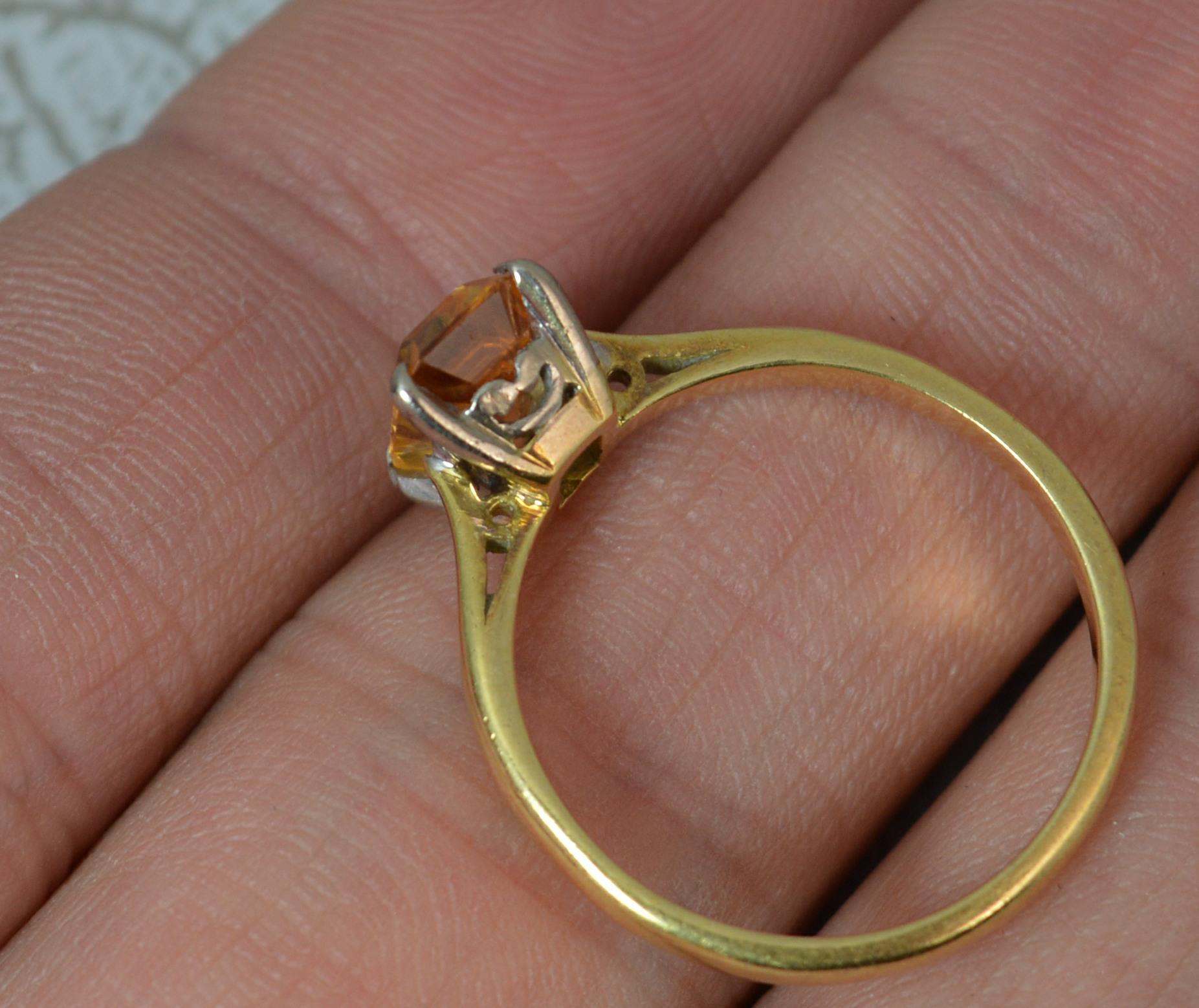 Art Deco 18 Carat Gold Golden Topaz Solitaire Engagement Ring