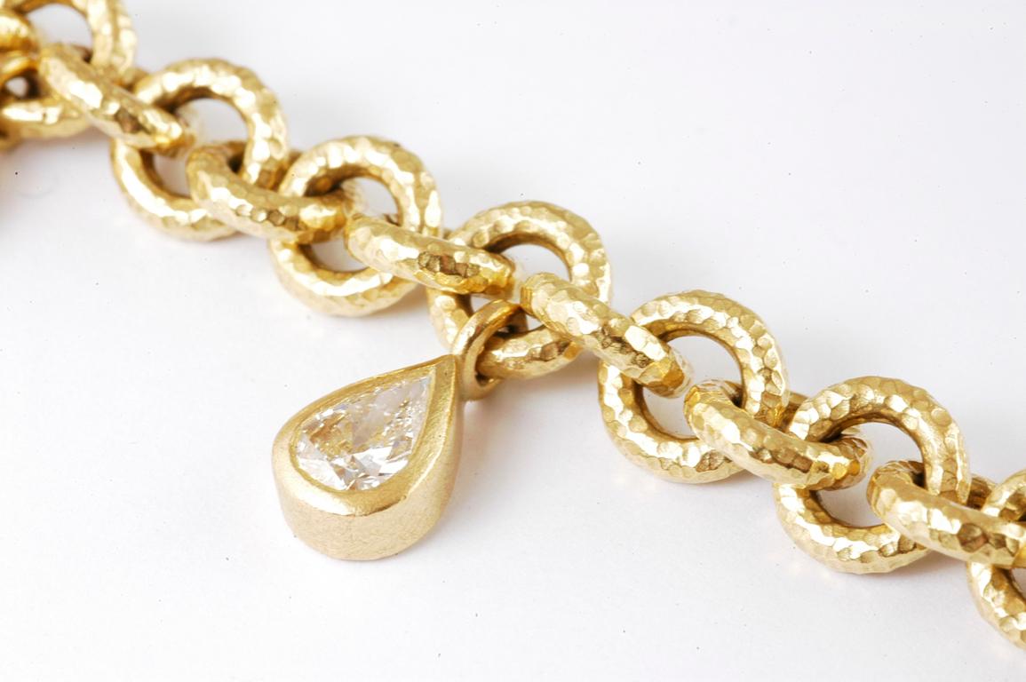 18 Carat Gold Handmade Chain with Mixed Cut Diamond Charms 1.70 Carat In New Condition In  London, GB