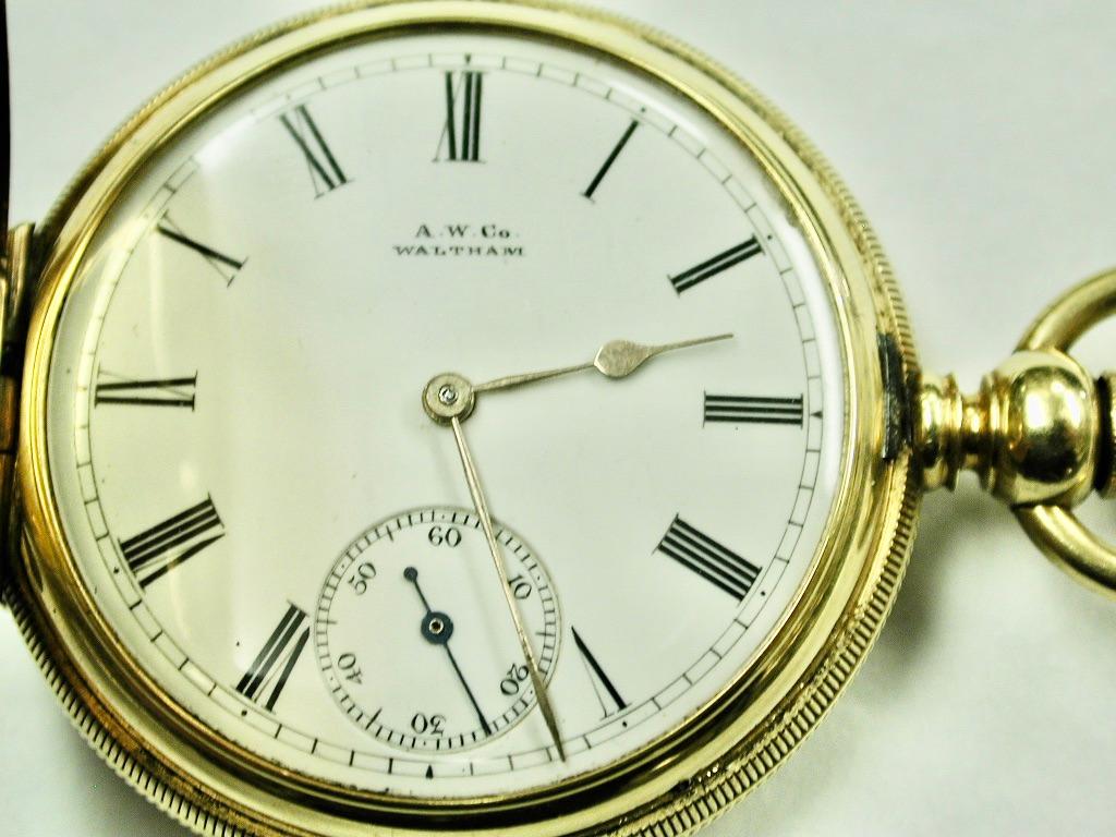 18 Karat Gold Jägeruhr „ American Watch Company“ Waltham Mass USA um 1880 im Zustand „Gut“ im Angebot in London, GB