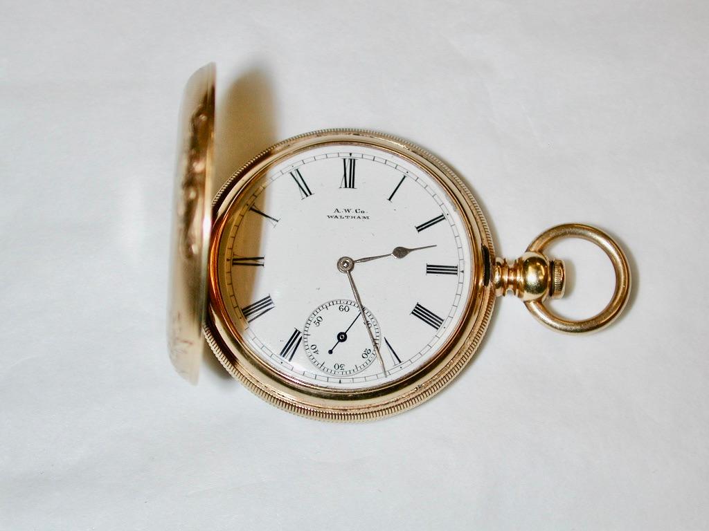 18 Karat Gold Jägeruhr „ American Watch Company“ Waltham Mass USA um 1880 für Damen oder Herren im Angebot