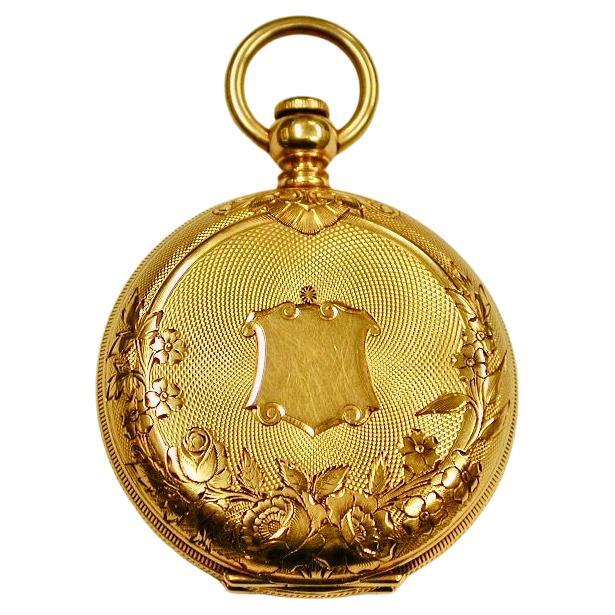 18ct Gold Hunter Watch " American Watch Company " Waltham Mass USA c.1880 For Sale