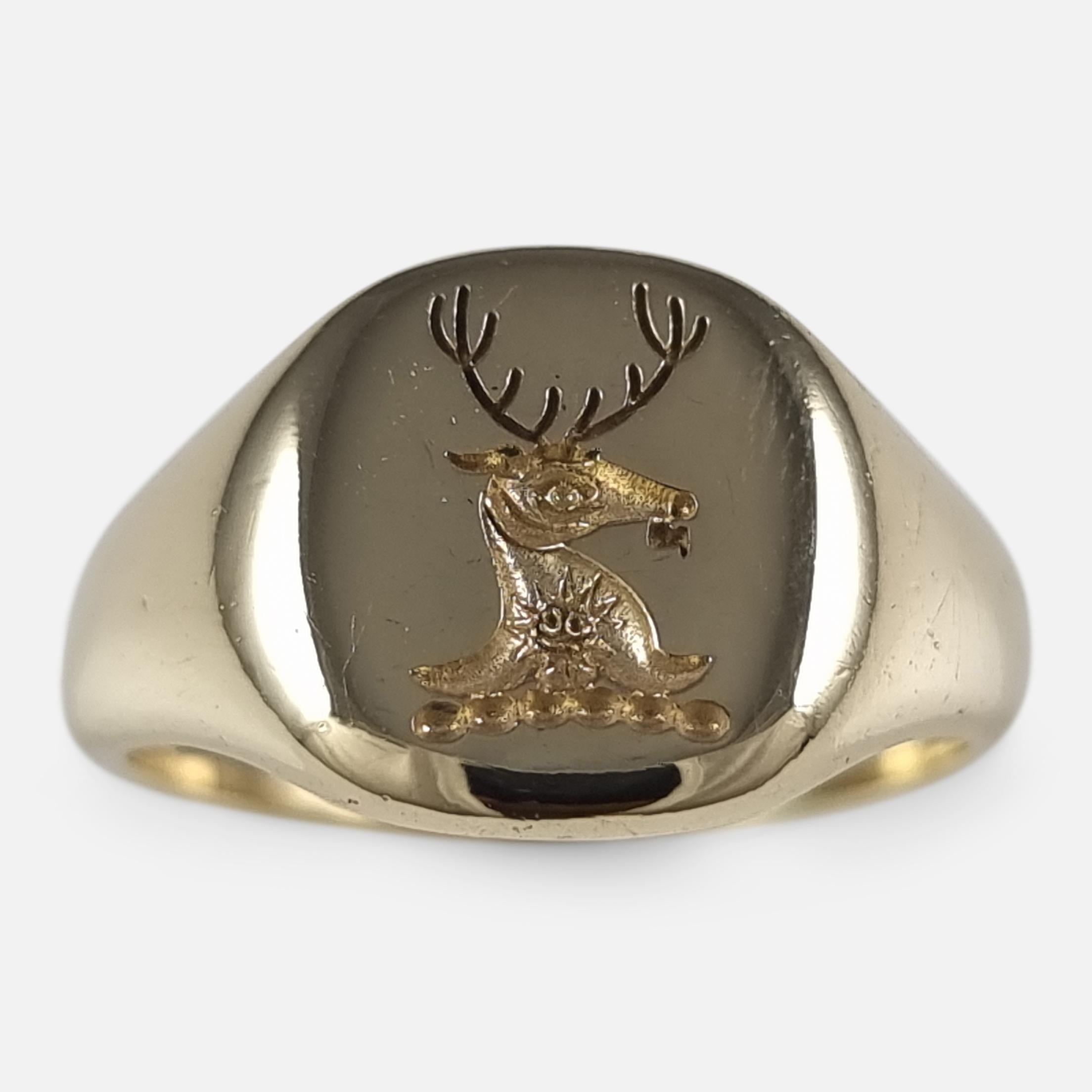 18ct Gold Intaglio Signet Ring, 1964 For Sale 5