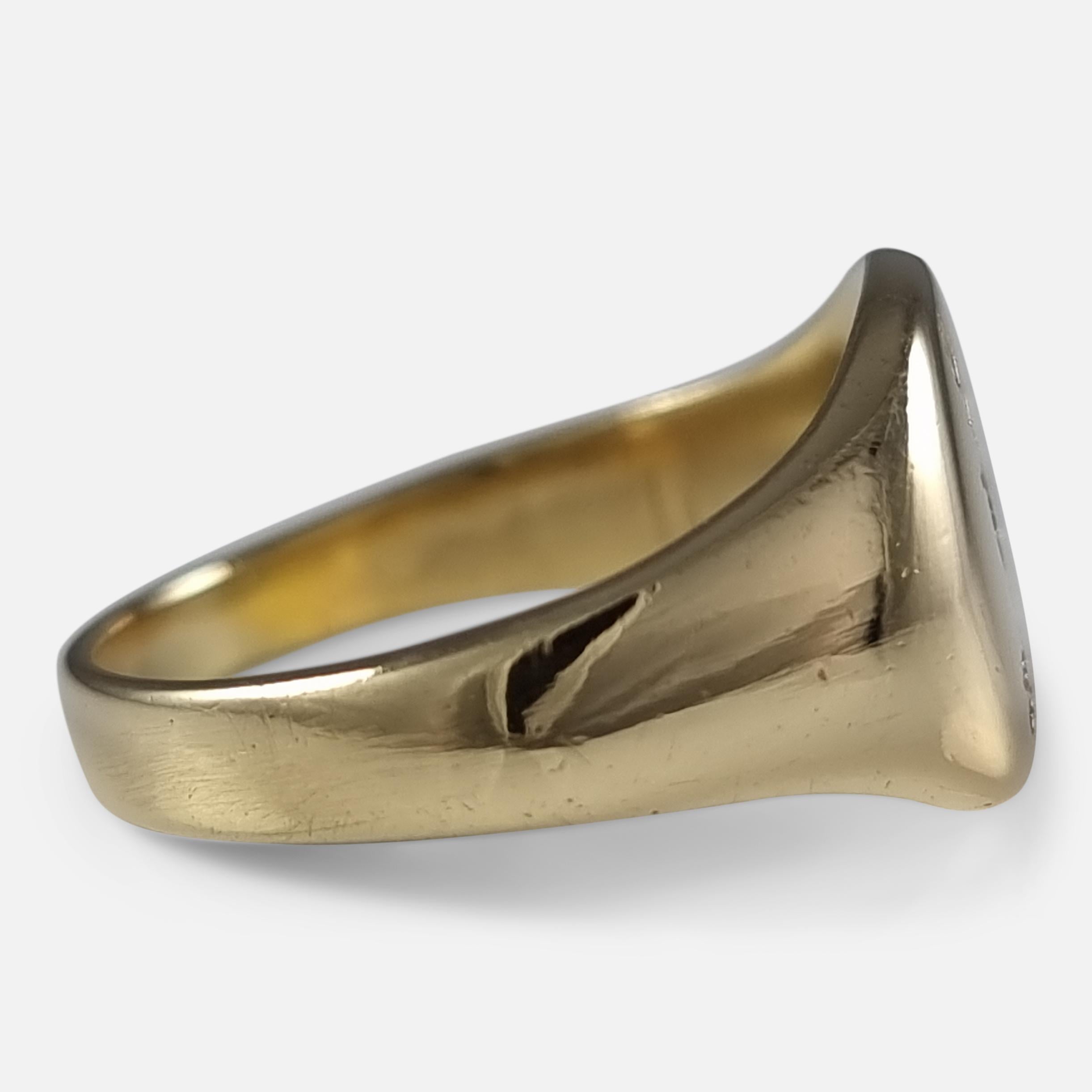 Modern 18ct Gold Intaglio Signet Ring, 1964 For Sale