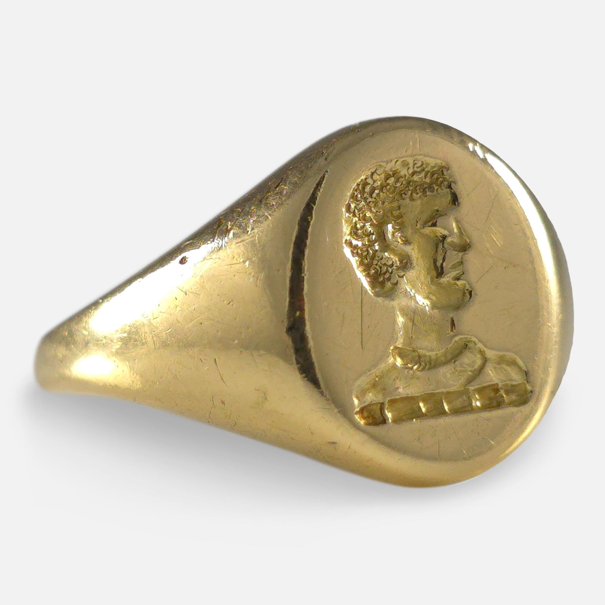 Modern 18ct Gold Intaglio Signet Ring For Sale
