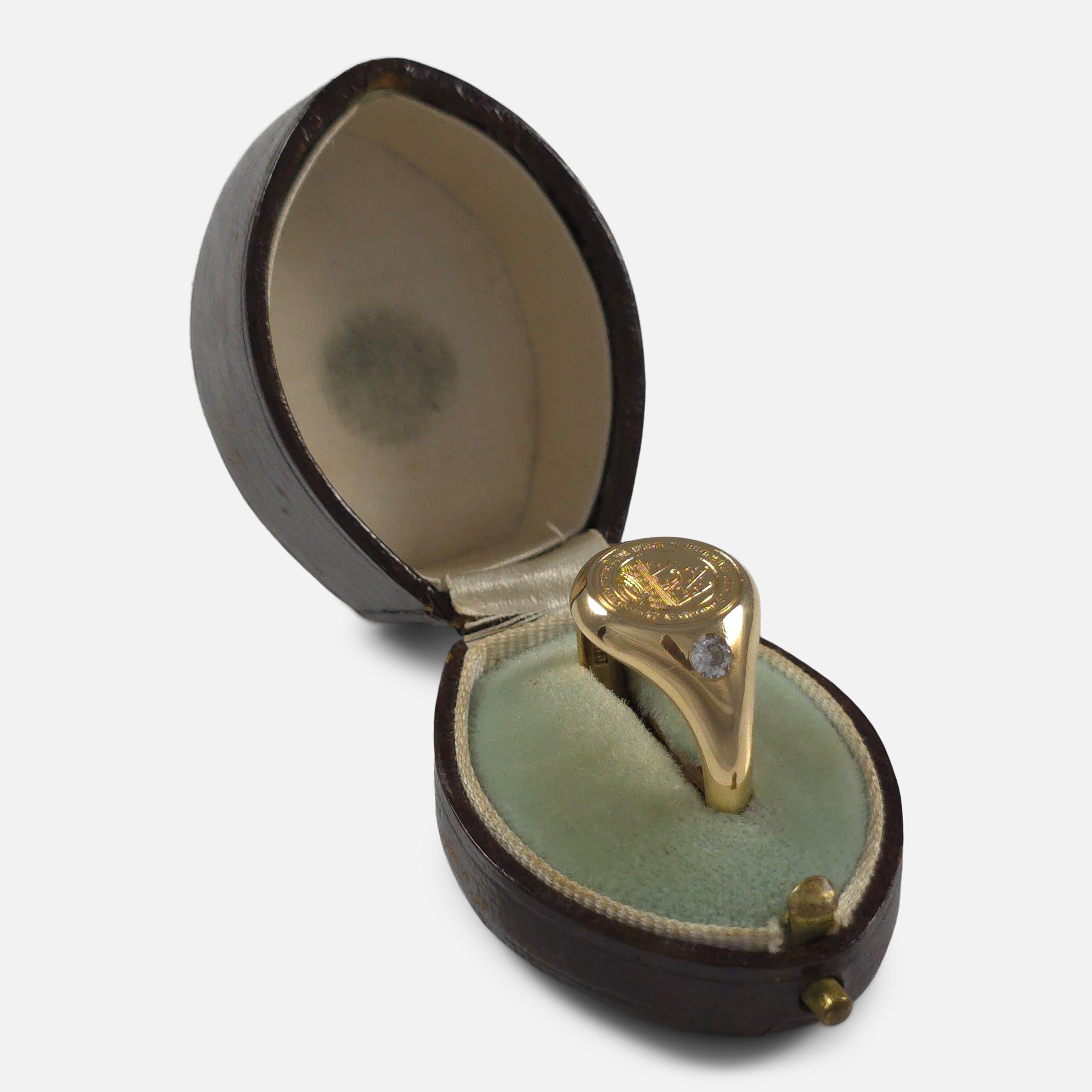 18ct Gold Intaglio Signet Ring with Diamonds, 1919 For Sale 9