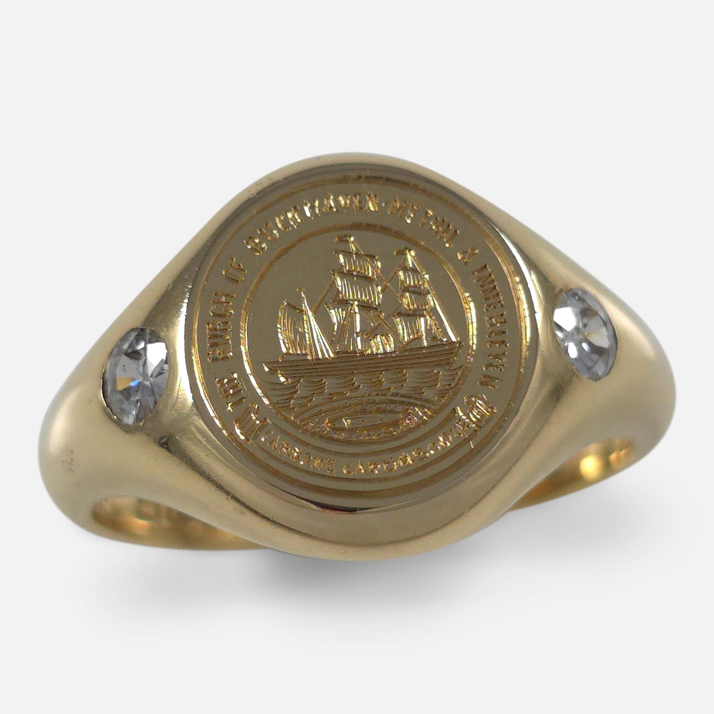 18ct Gold Intaglio Signet Ring with Diamonds, 1919 For Sale 14