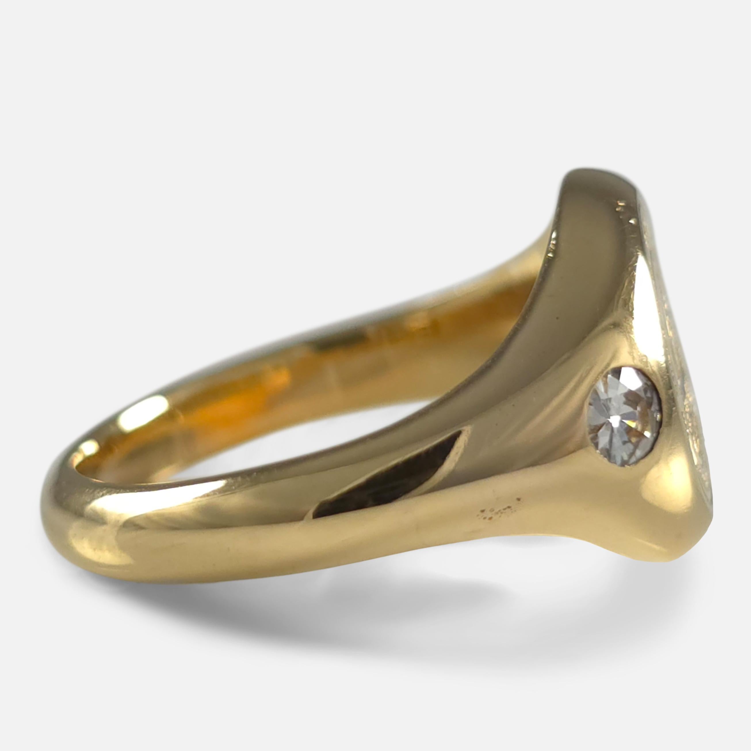 18ct Gold Intaglio Signet Ring with Diamonds, 1919 For Sale 1