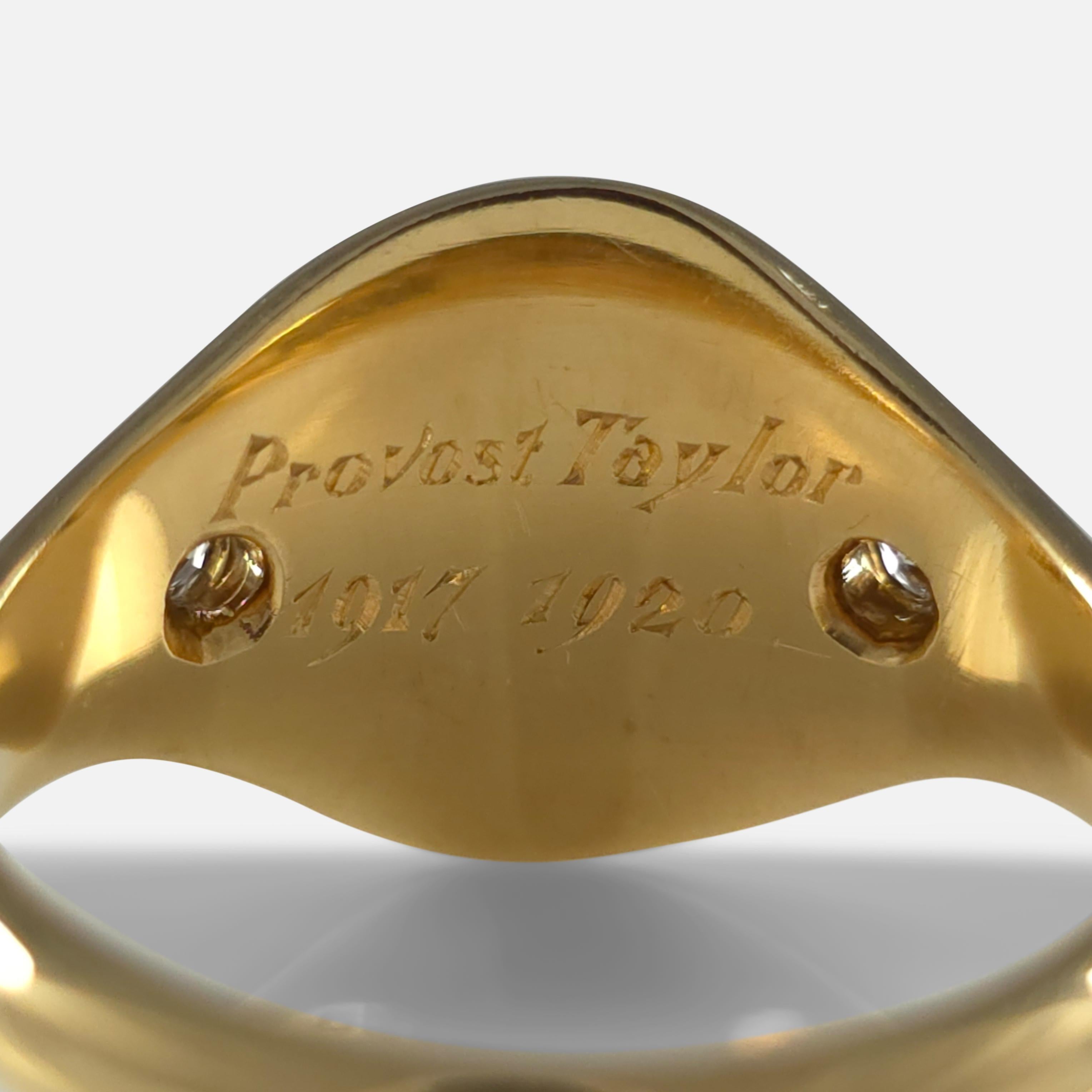 18ct Gold Intaglio Signet Ring with Diamonds, 1919 For Sale 3