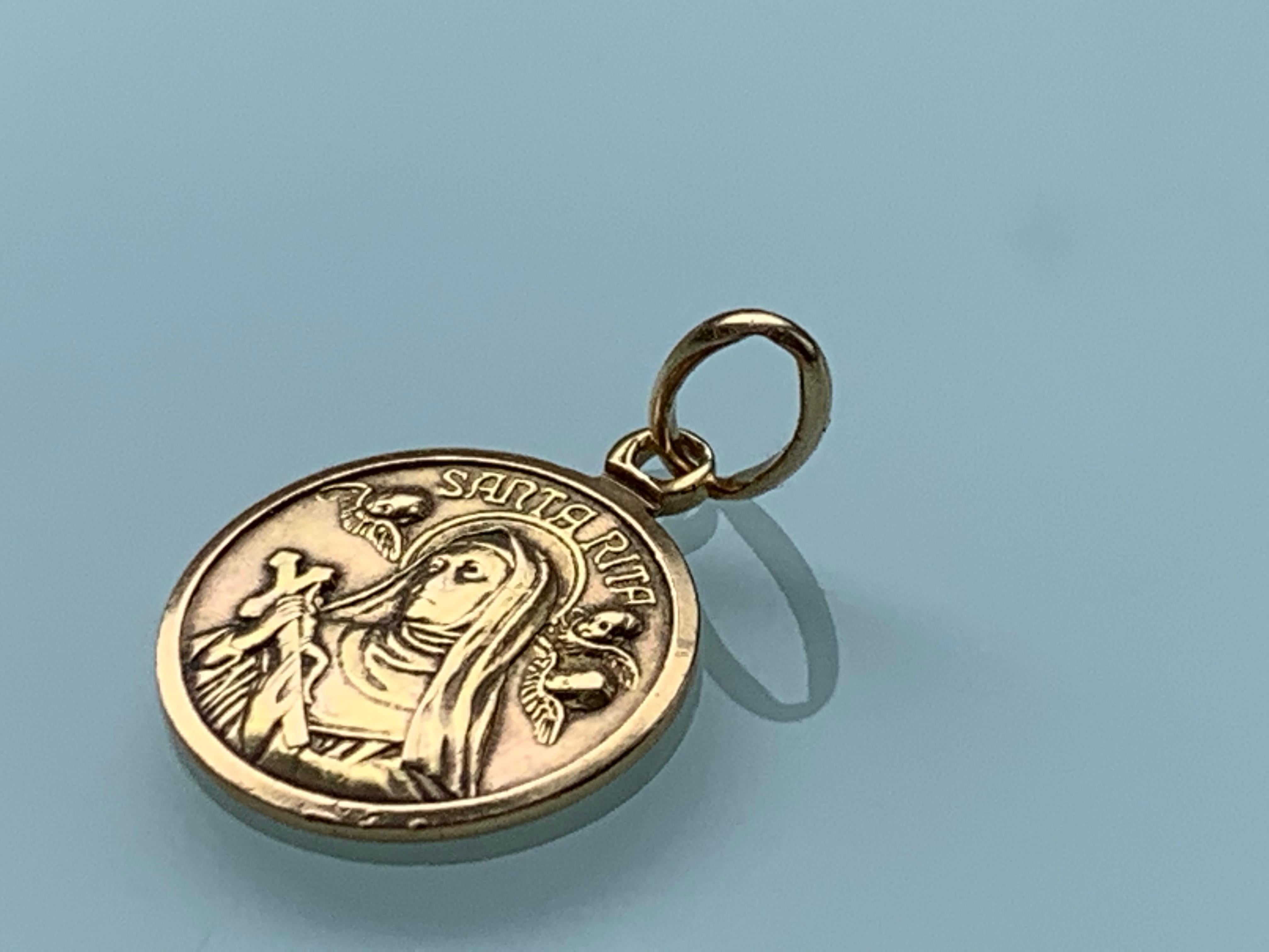 Women's or Men's 18ct Gold Italian Santa Rita Pendant