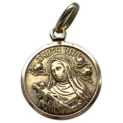 18ct Gold Italian Santa Rita Pendant
