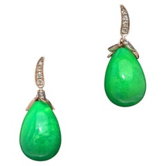 Annoushka 18ct Gold Jade and Diamond Drop Earrings