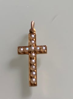 18ct Gold Miniature Seed Pearl Cross