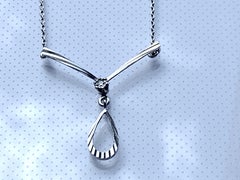 18ct Gold Modern French Diamond 16" Necklace, Eagle Stamped