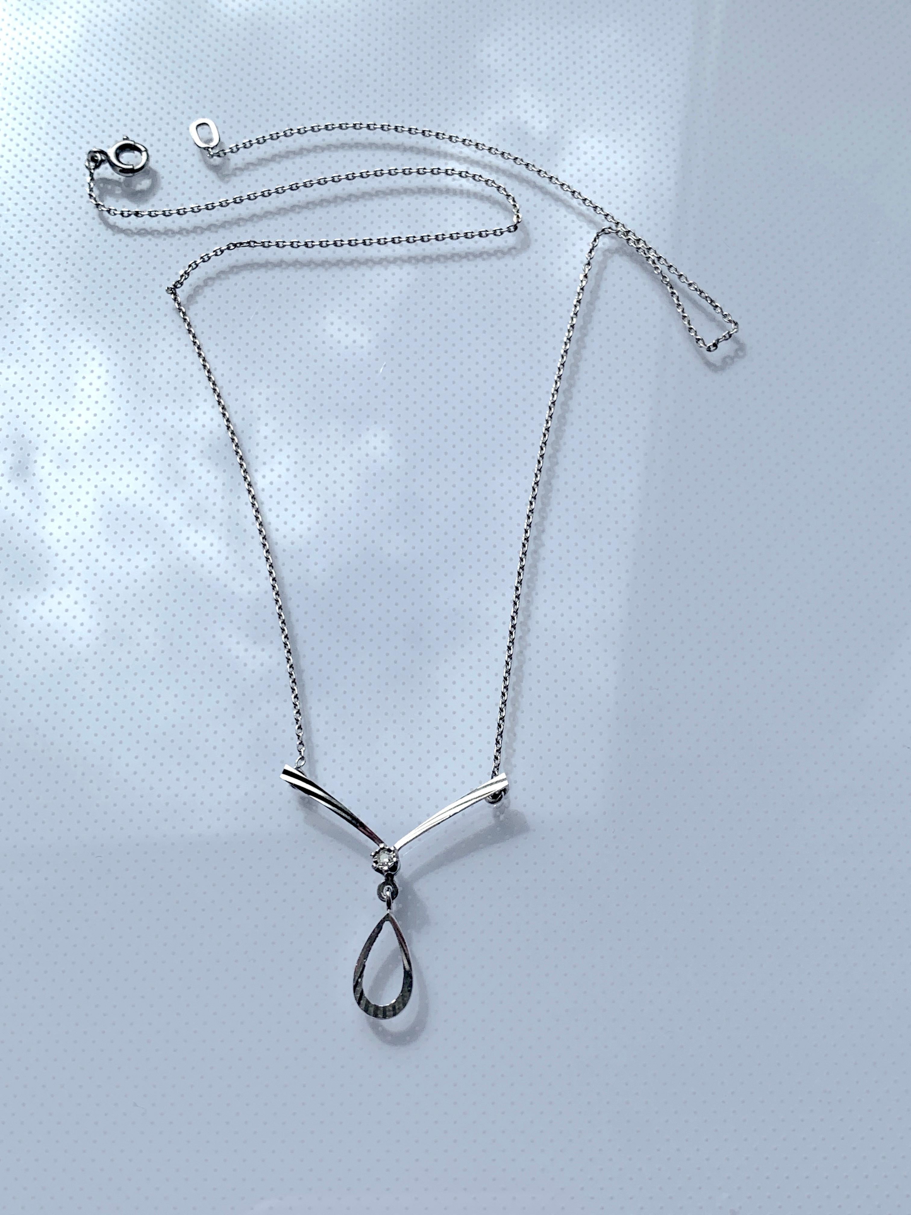Collier moderne en or 18 carats avec diamants français de 16 pouces, estampillé aigle en vente 1