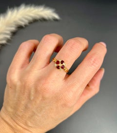 18ct Gold Natural Ruby & Diamond Chequerboard Style Ring Hallmarked London 1971