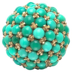 18ct Gold Natural Turquoise Cluster Cocktail Ring