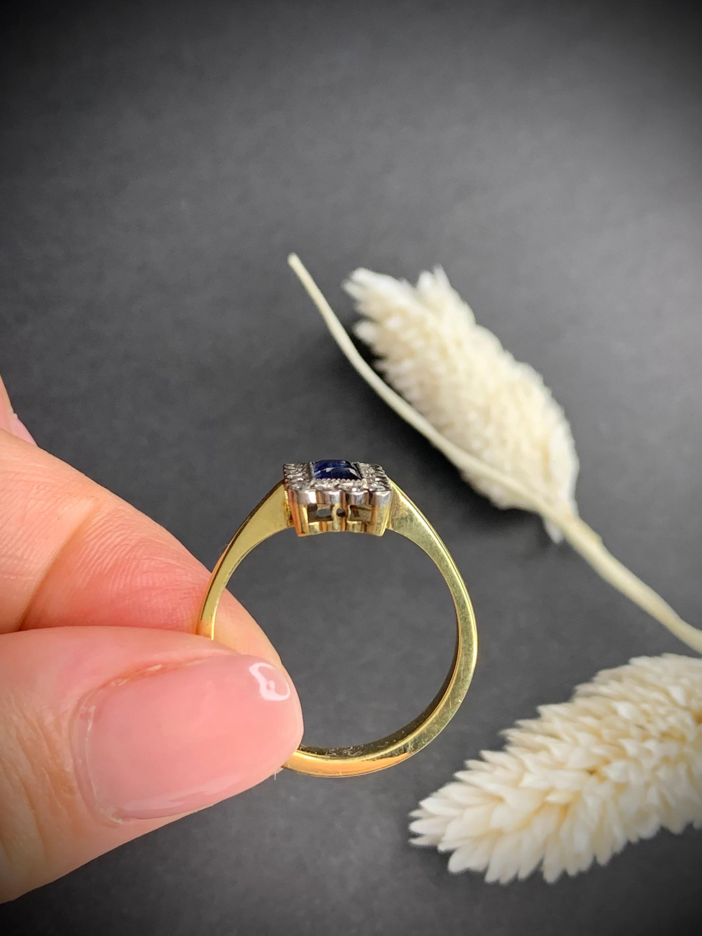 Art Deco Sapphire & Diamond Ring 

18ct Gold & Platinum 

Fabulous Original Art Deco Ring Set with Calibrated Sapphires & Old Cut Diamonds in a Milgraine Setting

The Rings Shank Has Been Replaced 

Face of The Ring Measures 15mm x 12mm

UK Size Q