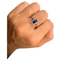 18 Karat Gold Original Art Deco Saphir & Diamant-Ring
