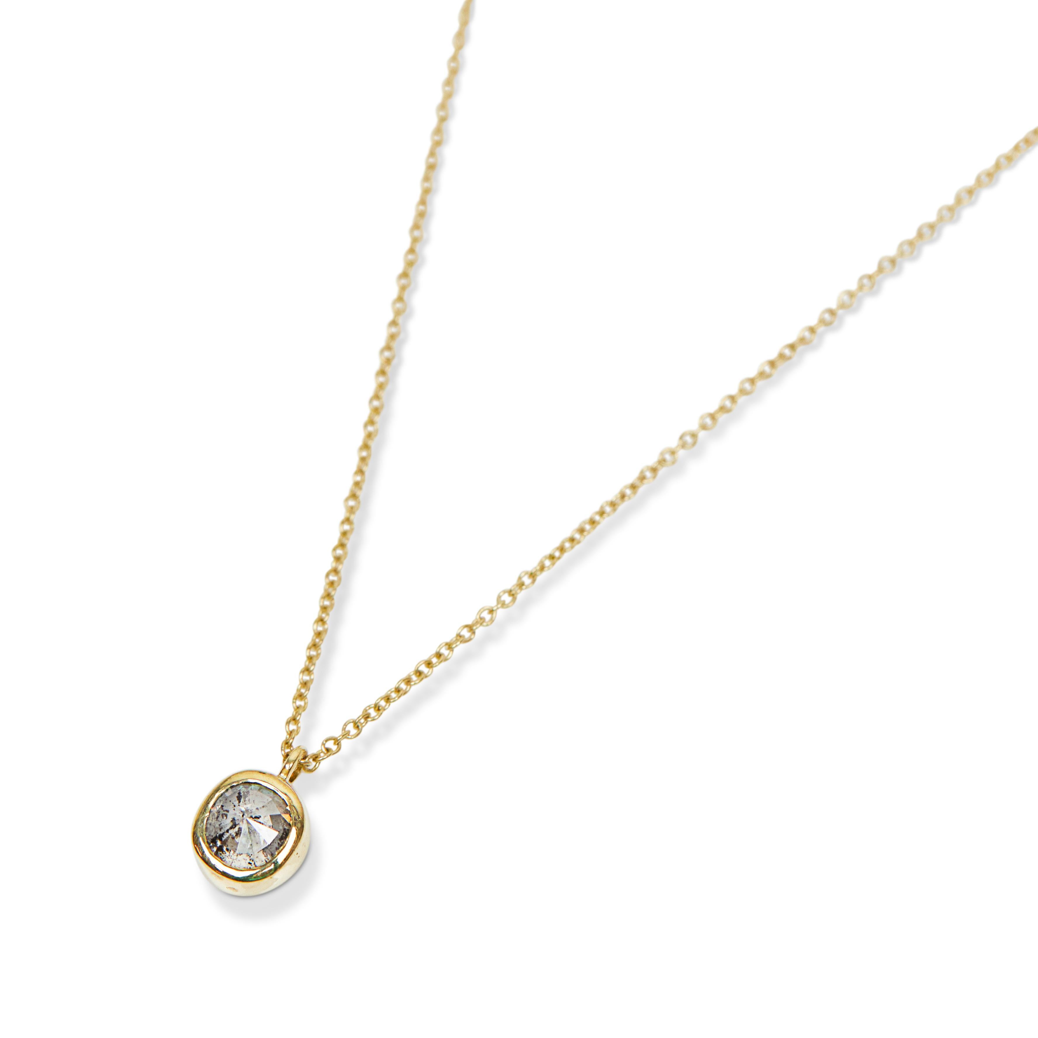 Modernist 18ct Gold Oval Salt & Pepper Diamond Necklace For Sale