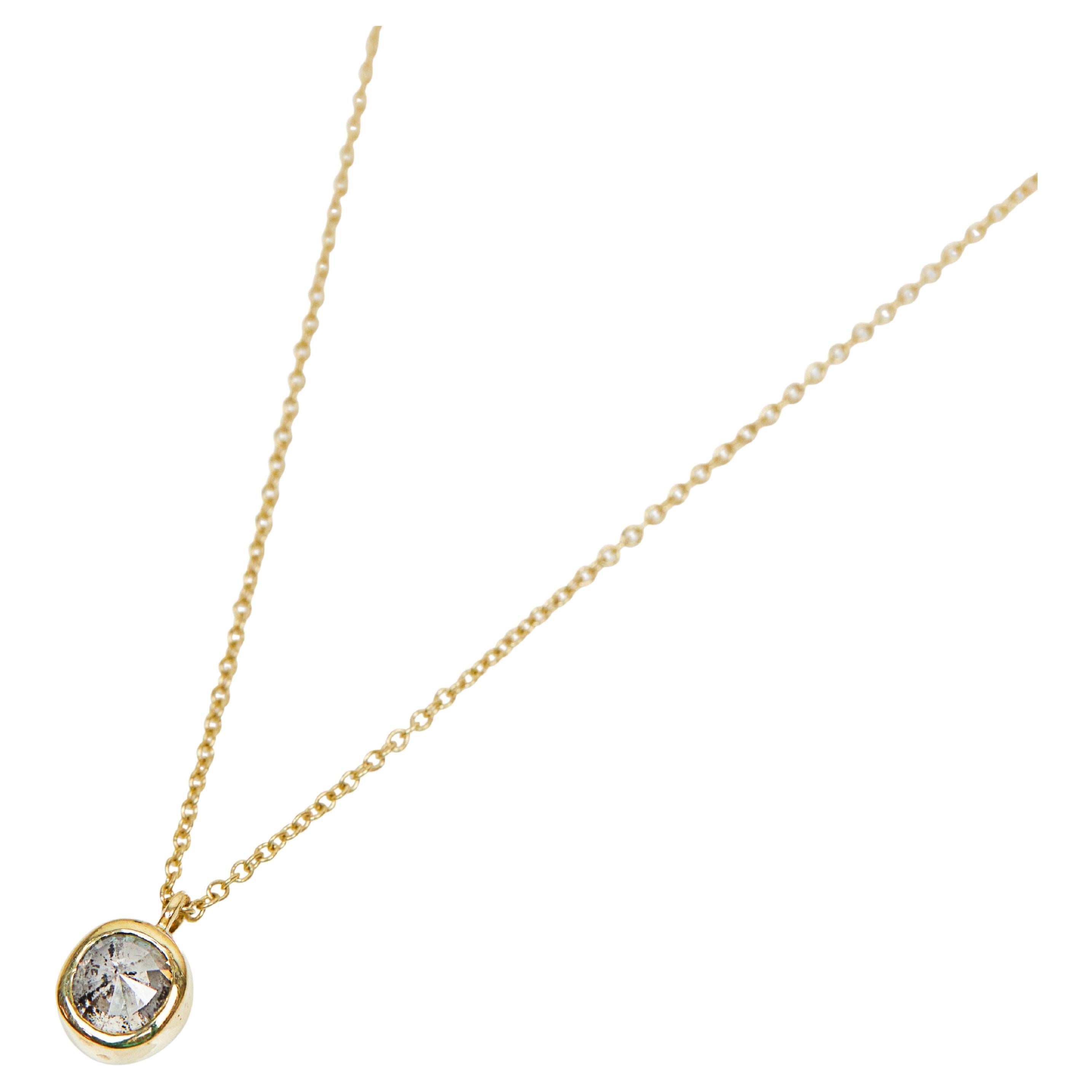 18ct Gold Oval Salt & Pepper Diamond Necklace For Sale