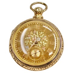 Montre de poche en or 18 carats en forme de paire avec couvercle à cadran tricolore 1822