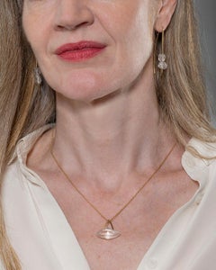 18ct Gold Pendant Necklace and Earrings with Ancient Islamic Rock Crystal Beads