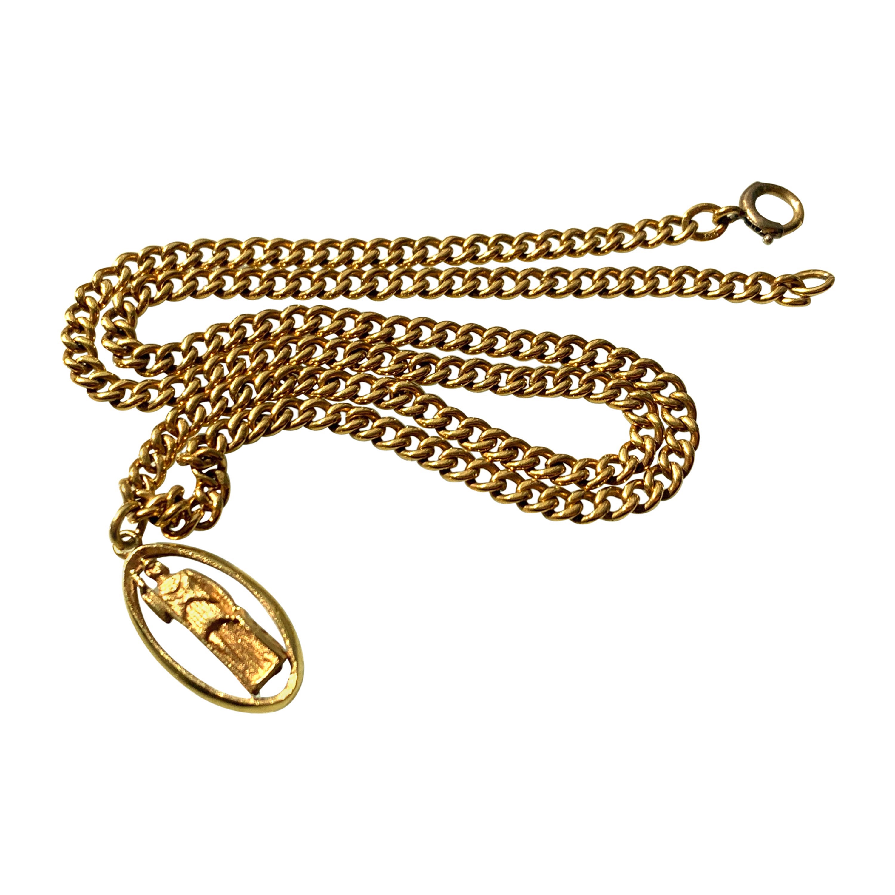 Ciondolo in oro 18ct su una catena antica in oro 9ct