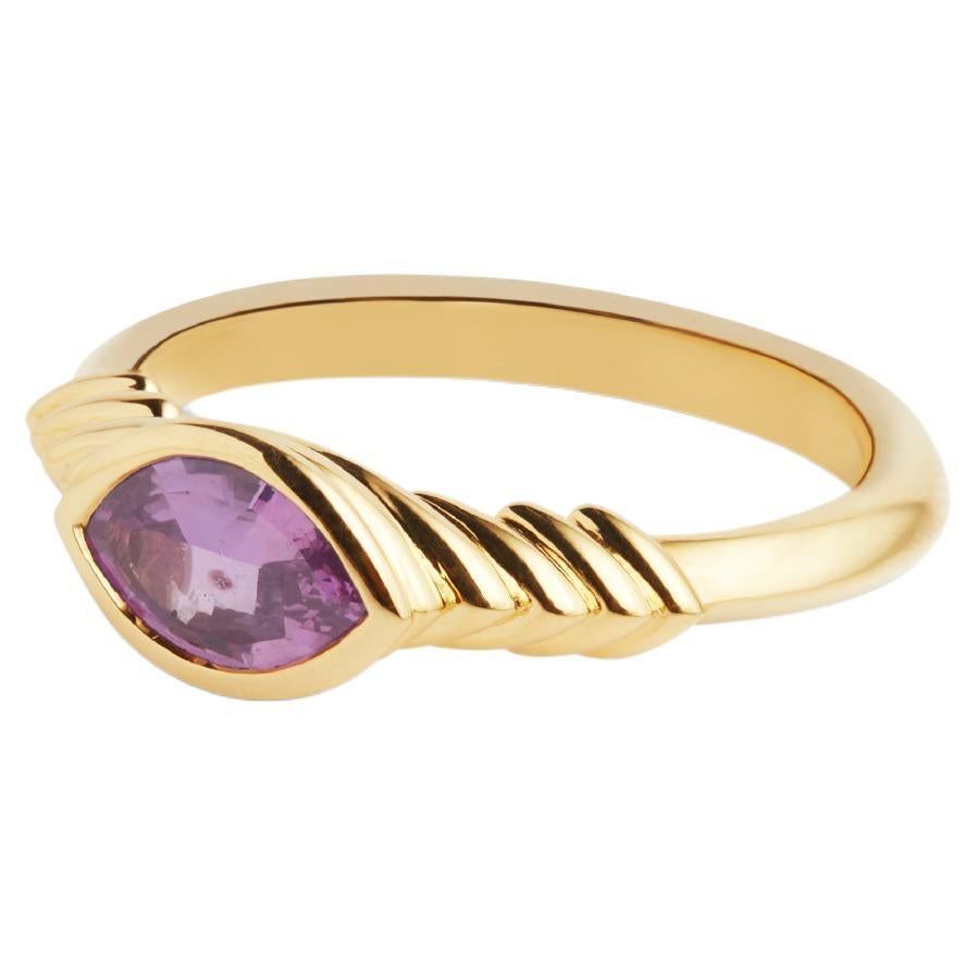 18ct Gold & Pink Sapphire Marquise Ring For Sale