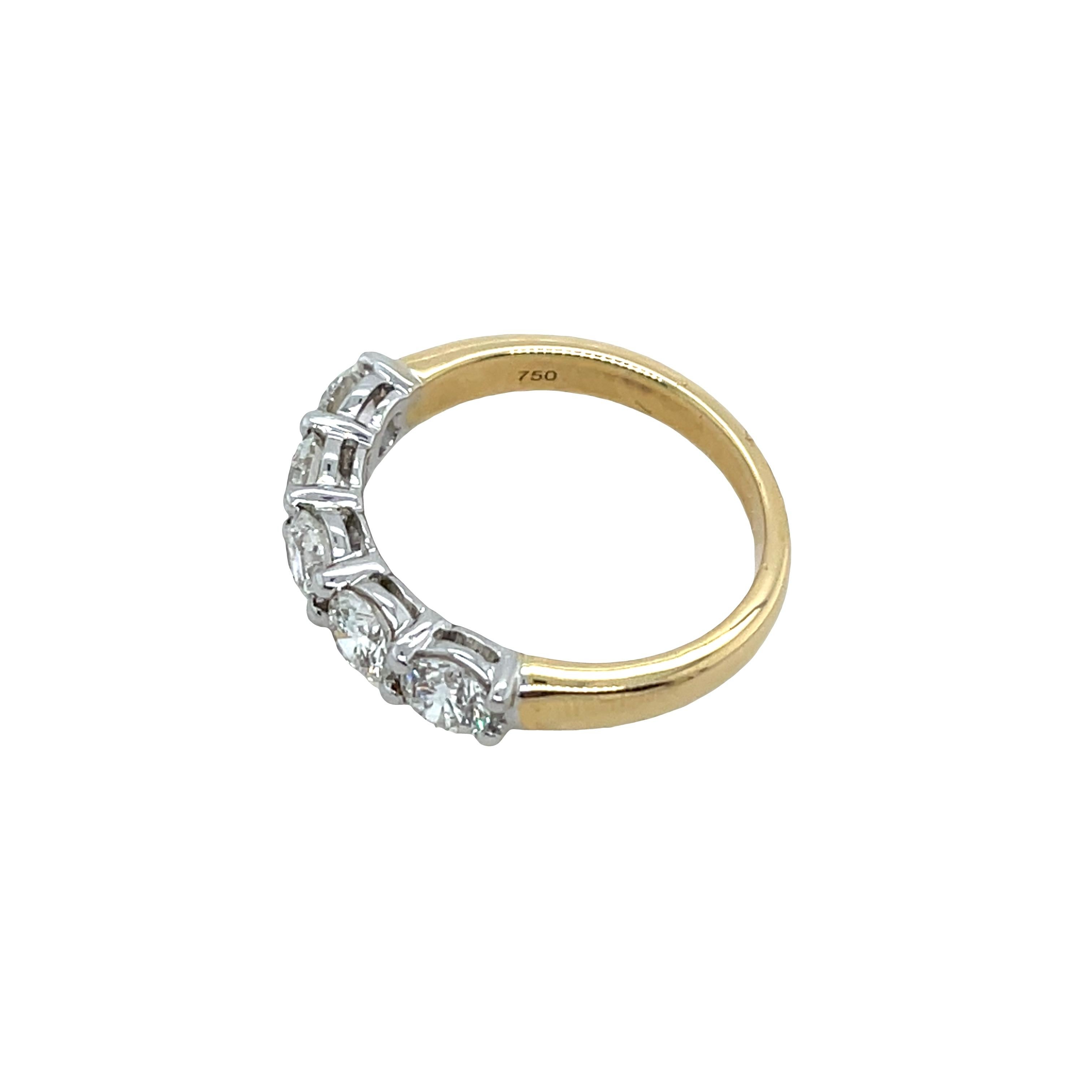 Anello in oro 18ct e platino con 5 pietre e diamanti naturali GIA da 1,27 ct. In condizioni ottime in vendita a London, GB
