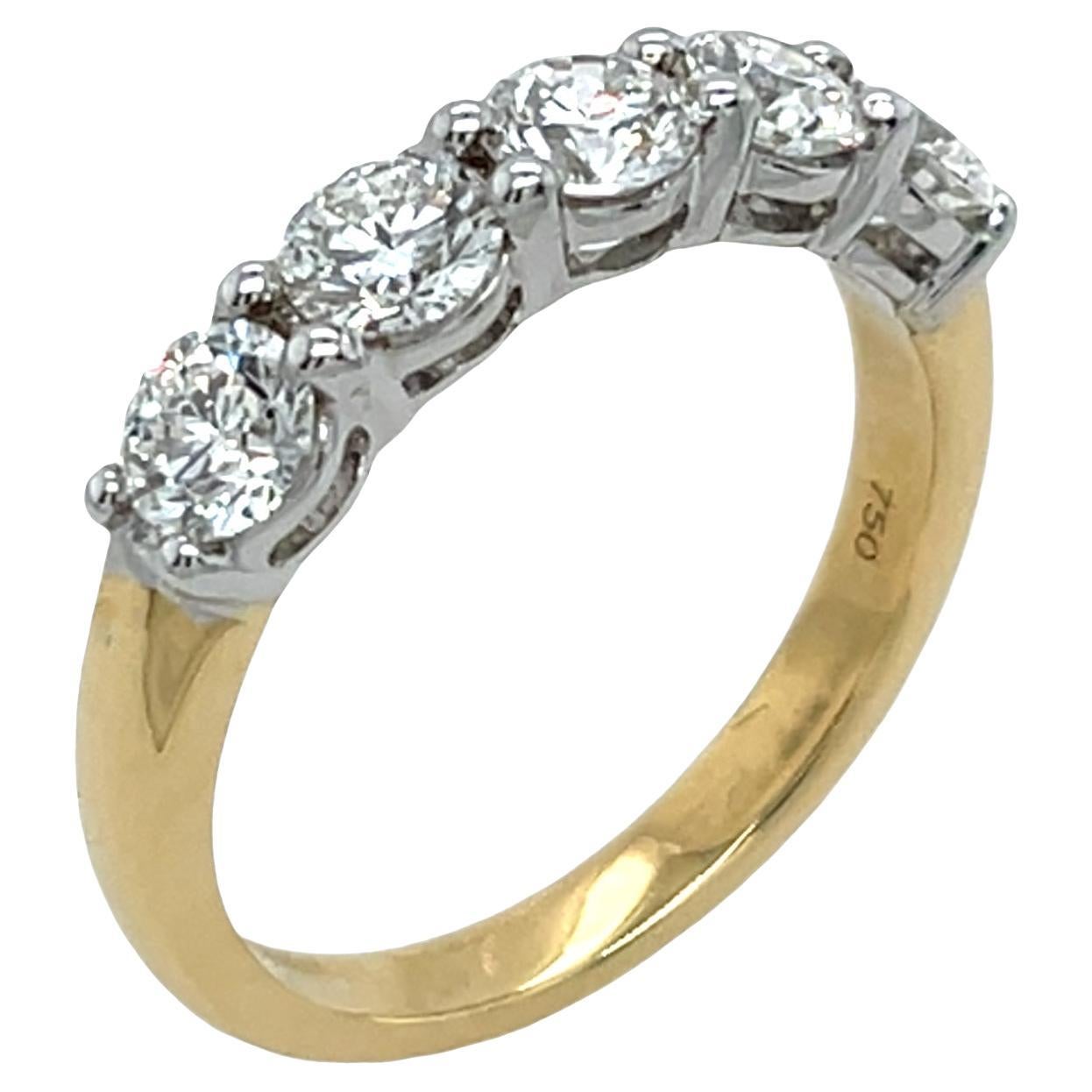Anello in oro 18ct e platino con 5 pietre e diamanti naturali GIA da 1,27 ct.