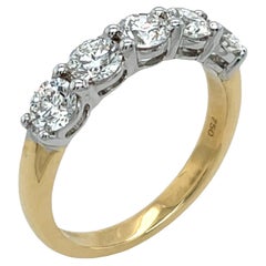Anello in oro 18ct e platino con 5 pietre e diamanti naturali GIA da 1,27 ct.