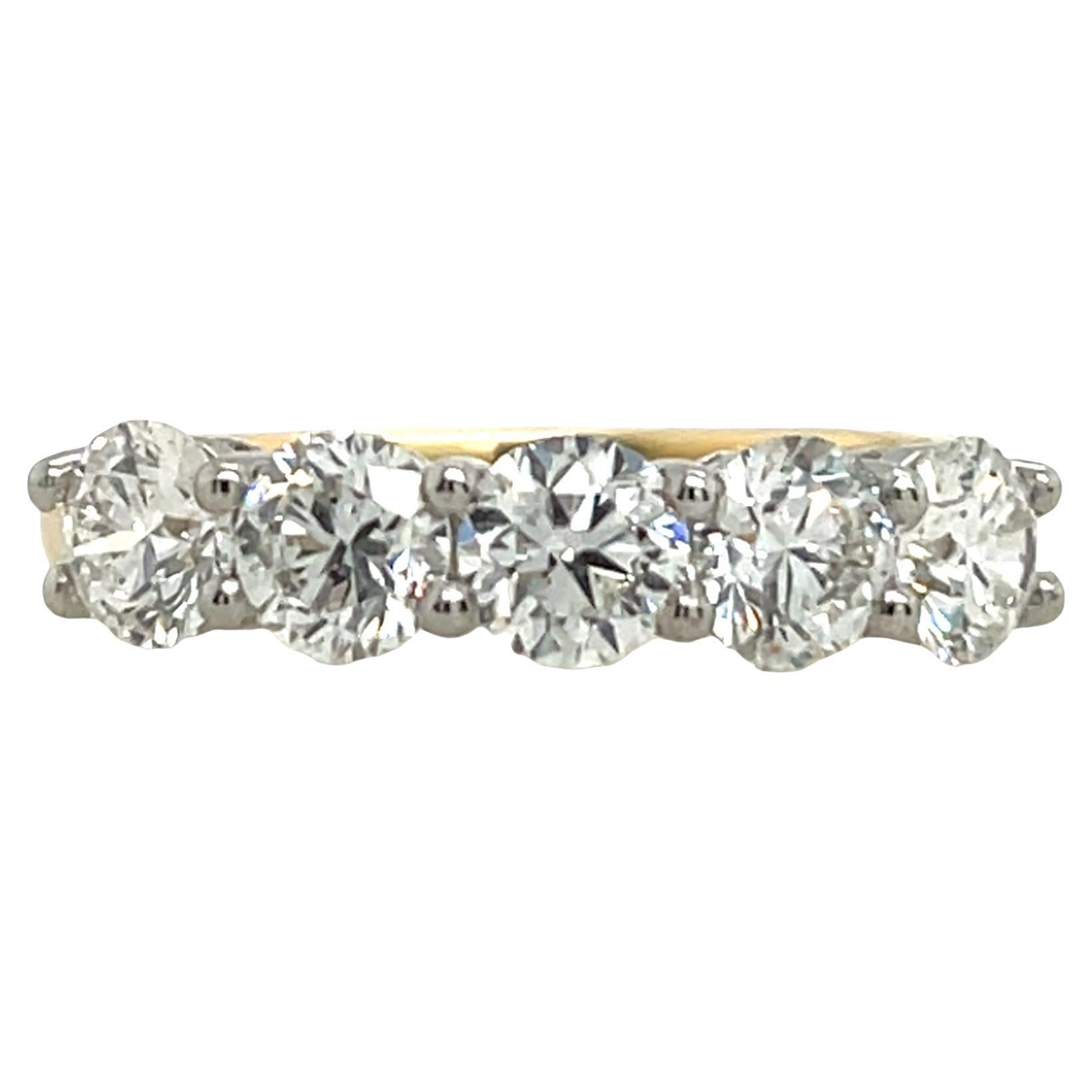 Bague à 5 pierres en or 18ct et platine, sertie de 1,85 ct de diamants naturels en vente